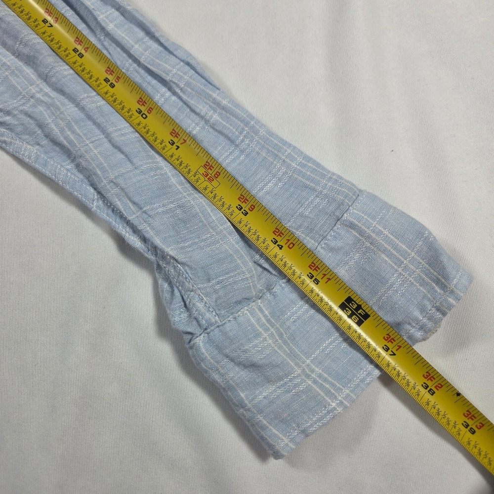 Tommy Bahama Mens XXL Blue White Grid 100% Linen Long Sleeve Button Down Shirt - Picture 11 of 11